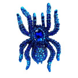 CYPINA Broche de araña de cristal azul realista estilo bohemio, joyería de regalo, 2.75''X3.35'', Vidrio, cristal