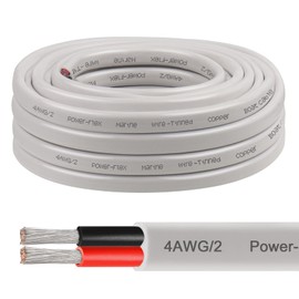 4 Gauge Marine Wire, 5FT 4 AWG Tinned Copper Oxygen-Free Boat Cable Duplex, Waterproof & Corrosion Resistant for Automotive, RV, Solar, LED, Outdoor Use