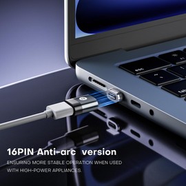 EndlesShine USB C to C Magnetic Adapter 16Pin PD 240W Anti-Arc Fast Quick Charging 480Mbps Data Sync Type-C USB Type-C Connectors Straight (Black)