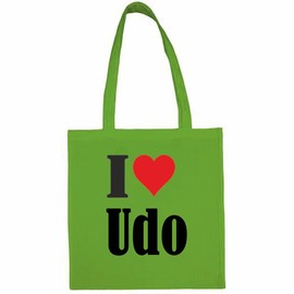 Reifen-Markt Tasche I Love Udo Größe 38x42 Farbe Grün Druck Schwarz