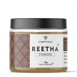 Forest Ocean Reetha Powder (100% Pure & Natural ) For Healthy Hair, Skin, Scalp Treatment & Hair Growth - 100gm, Multi-colored
