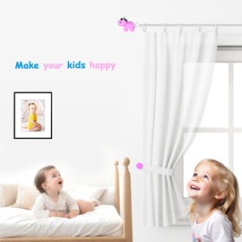 trencaHK Kids Curtain Rod with Horses Finials Adjustable 32-76" in Length, 3/4-inch White Curtain Pole for Windows, Drapery Rods Easy to Install in Bedroom Kindergarten & Any Room