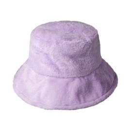 CHOK.LIDS Reversible Fur Bucket Hat Elegant Fuzzy Bucket Hat Corduroy Trendy Winter Hat Fluffy Warm Fashionable Fleece (Black/Lavender)
