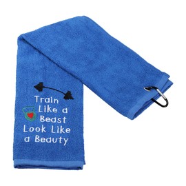PXTIDY Gym Workout Towels Fitness Gift Train Like a Beast Look Like a Beauty Embroidered Sports Teem Hand Towel Workout Gift for Bodybuilder (Sport)