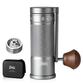 Bincoo Foldable Manual Coffee Grinder with External Adjustable Setting,Coffee Bean Grinder with Portable Storage Bag,Stainless Steel Burr Grinder Suitable for Home, Office and Travel for Use(Gray)