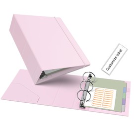 Ospelelf Leather Mini Binder Vintage Hardcover 2 Inch Rings, Professional Small 3 Ring Binders Organizer Suitable for 5.5" x 8.5" Documents, Binder Dividers with Tabs, Pink