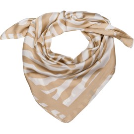 styleBREAKER 01016236 Women's Scarf with Zebra Pattern Animal Print and Coloured Edge, Square Scarf, Head Scarf, Light brown-cream