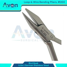 5.5in Dental Pliers for Adjusting, Bending, Loop Forming, and Clasp Making Ortho Wire - Dental Brace Wire Pliers | German Stainless Steel (No. 203-5.5" Bird Beak Pliers)