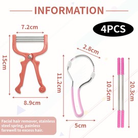 XYTAHDM 4 Pack Facial Hair Remover, Facial Hair Remover, Gentle Removal of Hair on Upper Lip, Chin, Cheeks and Neck, Suitable for Women, Facial Hair Removal Beauty Tools