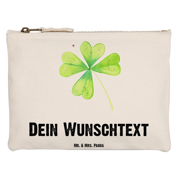 Mr. & Mrs. Panda Make-Up Bag Clover Leaf, White Personalised,
