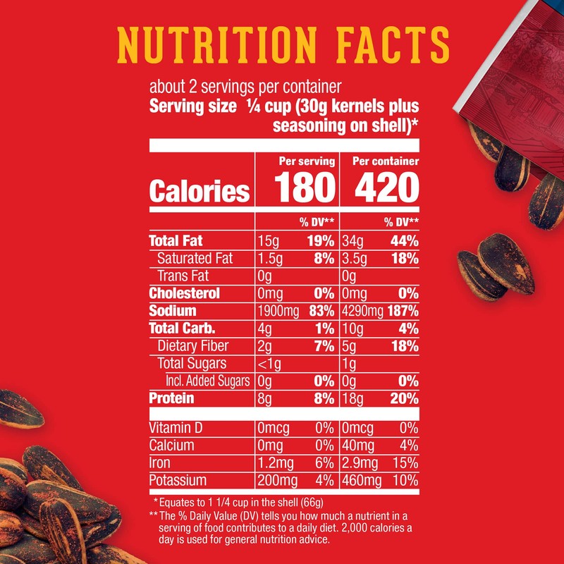 DAVID Frank's RedHot Flavored Salted & Roasted Jumbo Sunflower Seeds,