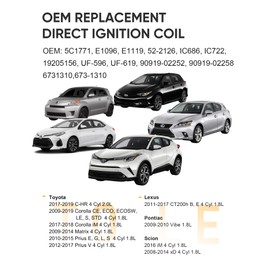 POCYBER Ignition Coil Pack of 4 Compatible with 1.8L L4 Toyota Corolla Prius Matrix Scion XD Replace OEM UF596 90919-02258 C1714