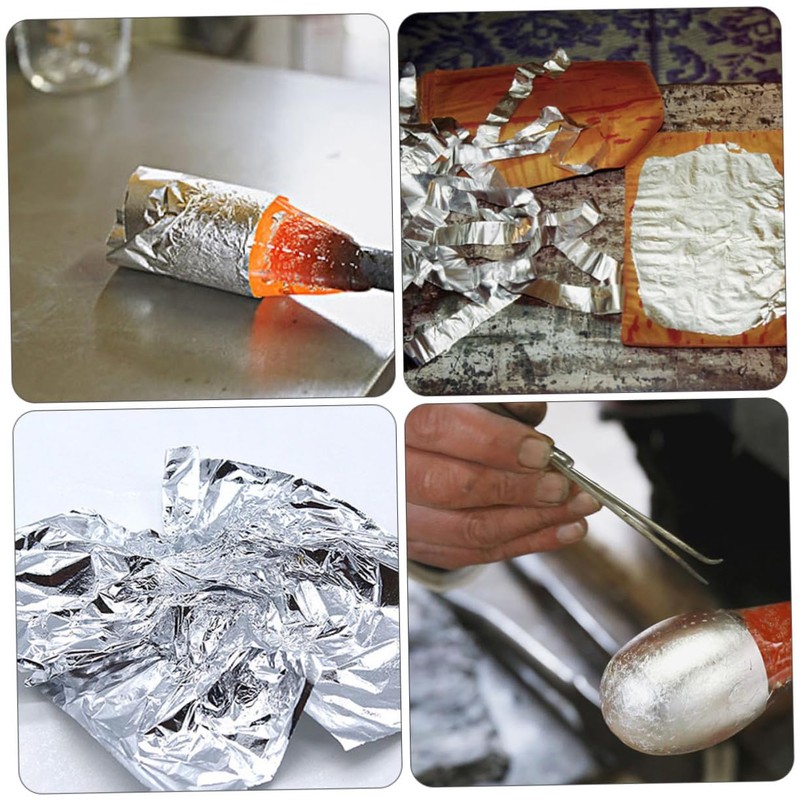 DOITOOL 200Pcs Silver Gilding Foils Imitation Leaves for Art Crafts