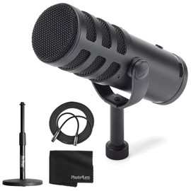 Samson Q9U XLR/USB Dynamic Broadcast Microphone + Desk Microphone Stand + Mic Cable + Cleaning Cloth
