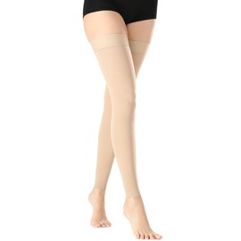 ZOECALA Footless Thigh High 20-30 mmHg Compression Stockings for Women & Men Circulation with Silicone Dot Band,Firm Support Graduated Compression Hose Socks for Medical,Athletic,Travel Use