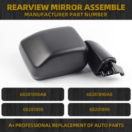 Dasbecan 68281890AB Left Side Rearview Mirror Assembly 5 Pins Compatible with Wrangler JL 2018-2021 Gladiator JT 2020 2021 2022 2023 68281890AE Driver Side
