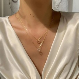 Glamor Theory Romantic Love Duet Necklace Double Heart Gold Fashion Jewelry