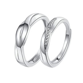 FORMIRAI Ring, Pair Ring, One Size Fits Most, Set of 2, Popular Women's Ring, Men's Ring, 925 Silver, Zirconia, Engagement Ring, Wedding Band, Jewelry Box Included, Cubic Zirconia