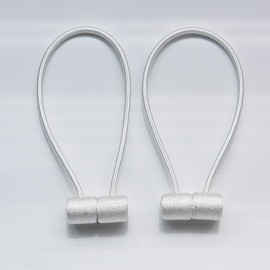 Curtain Tie Backs Strong Magnetic,Metal Curtain Tiebacks Hooks,Tie Clips Curtain Holdbacks Rings for Home Office Window Curtain Straps 1 Pair (white)