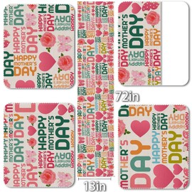 Vohado Happy Mother's Day Table Runner Pink Rose Butterfly Love Kitchen Dining Table Decoration Buffalo Plaid Table Cover Linen Covering Desk Flag for Wedding Holiday Party Home Kitchen Daily Decor