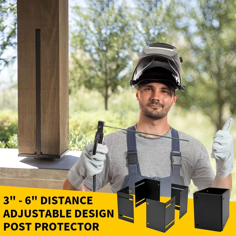 Post Base Protectors,Adjustable(Range 3.3-6 in) Protects Wood Post for Decks,Wood