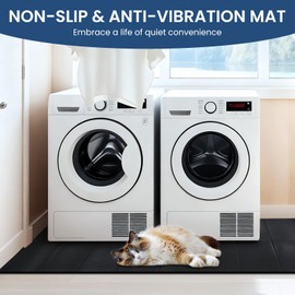 Under Washing Machine Mat , 7mm Thick Rubber Washer Dryer Mat , 62.9x29.5 inches Anti Vibration Mat , Sound Absorbing Non-Slip Floor Protection Cut-to-Fit