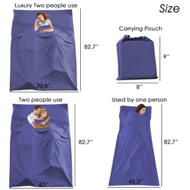 Sleeping Bag Liner Camping Travel Home Bed Sheet Lightweight Breathable Hotel Compact Sacks (Grey blue, 45.3 * 82.7in)