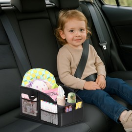 Car Seat Organizer,Premium PU Leather Backseat Car Organizer Keep Tidy,Car Storage with 11 Storage Compartments and 2 Large Size Cup Holders,Passenger Seat Organizer for kids (Carbon fiber texture)