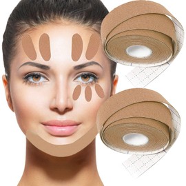 Face Lifting Tape, 2 Rolls Wrinkles Make-Up, Anti Wrinkle Patches Face, Wrinkle Plaster Face, Multifunctional Anti Wrinkle Face Tape, Myofascial Face Tightening Tape, Brown 2.5 x 500 cm