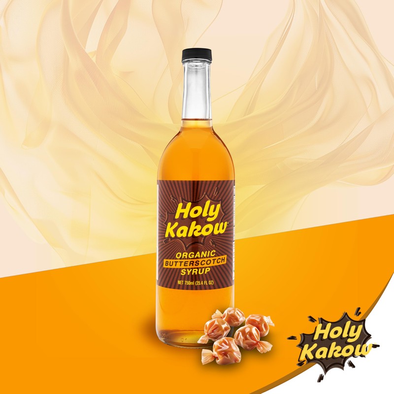 Holy Kakow Organic Butterscotch Syrup - Coffee Syrup, Liquid Sugar