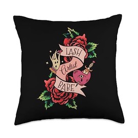 Lash Artist Babe Eyelash Lash Babe Design Babe Tech Eyelashes Lash Artist Throw Pillow, 18x18, Multicolor