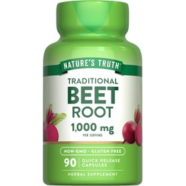 Raíz de Remolacha 1000 mg | 90 Cápsulas Rápida Absorción | Suplemento Natural Sin Gluten y Sin OMG | Apoyo Energético y Cardiovascular | Nature's Truth