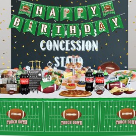4 Pack Football Themed Tablecloths Disposable Plastic Football Table Cover Supplies Rectangular Game Day Tablecloth Football Field for Tailgate Football Party Decorations, 51'' X 86'' (4 Pack)