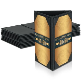 AMGSH 10 Pack 4" × 6" Table Tent Menu Covers, Leatherette PU Leather 3-Side Triangle Picture Frames with Angled Corners, Triangle Menu Holders for Restaurant Coffee Cafe Bar Drink Dessert