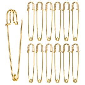 Urmspst Safety Pins (Upgraded), 3" Large Safety Pins Pack of 30 for Clothes Leather Canvas Blankets Crafts Skirts Kilts, Extra Large Safety Pin Heavy Duty Safety Pins (Gold)