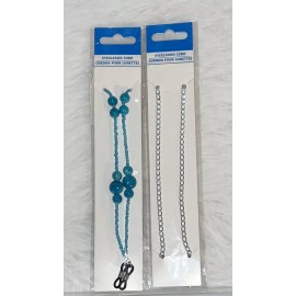 Unbranded Lot of 2 - Sunglasses Necklace Chain Eyeglasses Jewelry Beads Blue / Silver NEW