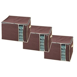 Aimedia Charcoal Deodorizing Storage Bag, Zabuton, Storage Case, Set of 3