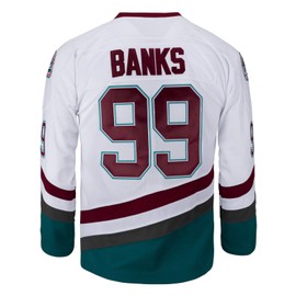 Youth Mighty Ducks Movie Shirts Ice Hockey Jersey (Large, 99 Banks White)
