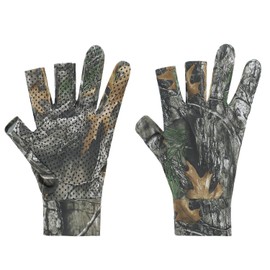 haozaikeji 3D Leaves Camo Ghillie Gloves Woodland Camouflage Hunting Gloves Anti Slip for Outdoor Fishing Photographer Summer