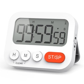 LIORQUE Digital Timer Egg Timer Digital Kitchen Timer with Clock, Stopwatch, Alarm Clock, Magnet, 3-Level Volume, LCD Display for Learning, Cooking, Sports
