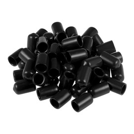 TOP-VIGOR 50Pcs Rubber End Caps, 10mm ID Round Flexible Screw End Caps Thread Protectors, Black Vinyl Bolt Covers Rubber Covers for Screws, Tubes, Cables, Wires, Cyling, etc