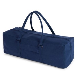 Yoga Studio Yoga Kit Bag – 71 x 23 x 18cm, Cotton Yoga Mat Bag with Storage Pockets, YKK Zip Fastening - Navy Blue