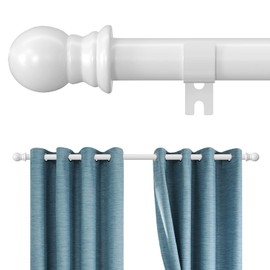Extra Long Curtain Rods 120-inch to 170-inch, Heavy Duty 1 inch Curtain Rods for Windows Easy Install, Adjustable Metal Thick Drapery Rod for Bedroom, Patio, Living Room, White