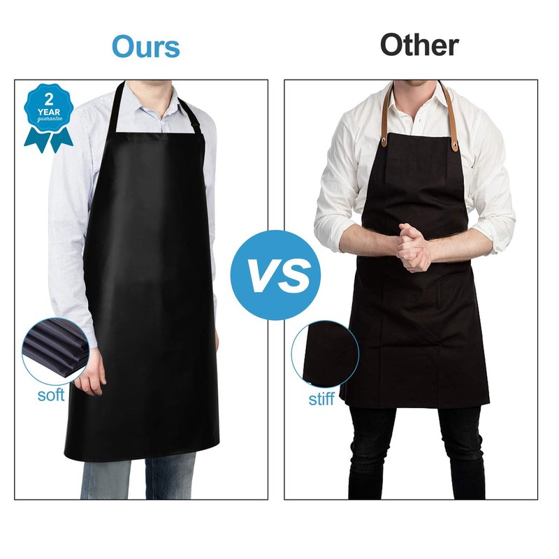 2 Pack Waterproof Rubber Vinyl Apron 40 Inch Chef Aprons