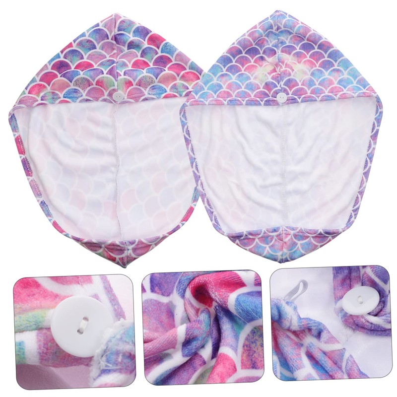 Healeved 2pcs Microfiber Hair Towels for Wet Hair Cute Mermaid
