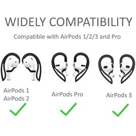 JNSA AirPod Ear Hooks Anti-Slip Anti-Drop Earhooks Compatible with AirPods 3/2 / 1/ Pro,Black