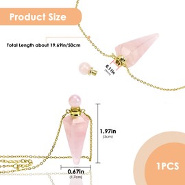 Biiange Perfume Bottle Necklace Diamond Shape, Pink Perfume Bottle Necklace, Essential Oil Diffuser Necklace, for Womens Perfume Vial Pendant Necklace Jewelry Unique Gift (Pink)