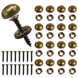 Brass Decorative Screws with Caps, 16 Pcs Wood Screws for Cabinet Doors, Windows & Mirrors (15mm)