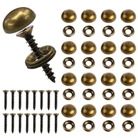 Brass Decorative Screws with Caps, 16 Pcs Wood Screws for Cabinet Doors, Windows & Mirrors (15mm)