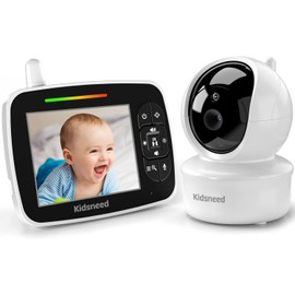 Baby Monitor - 3.5 inch Large Display Video Baby Monitor with Camera and Audio,Remote Pan/Tilt/Zoom, 1200 mAh Battery, Night Vision, Two Way Talk, Smart Temperature,Lullabies,960ft Long Range